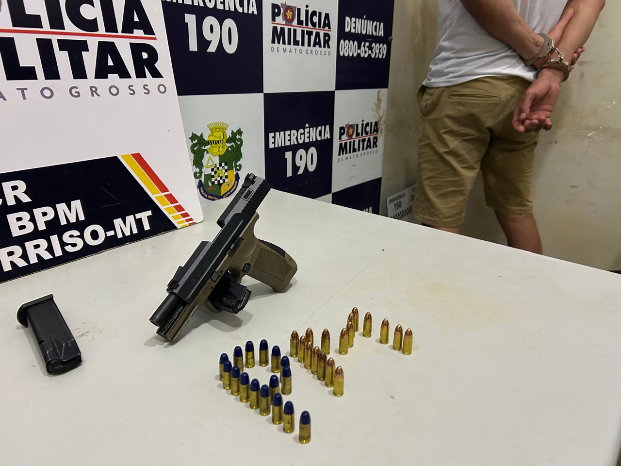 Sorriso: ao ser preso com pistola 9 mm em lanchonete homem alega ter morte decretada por facção