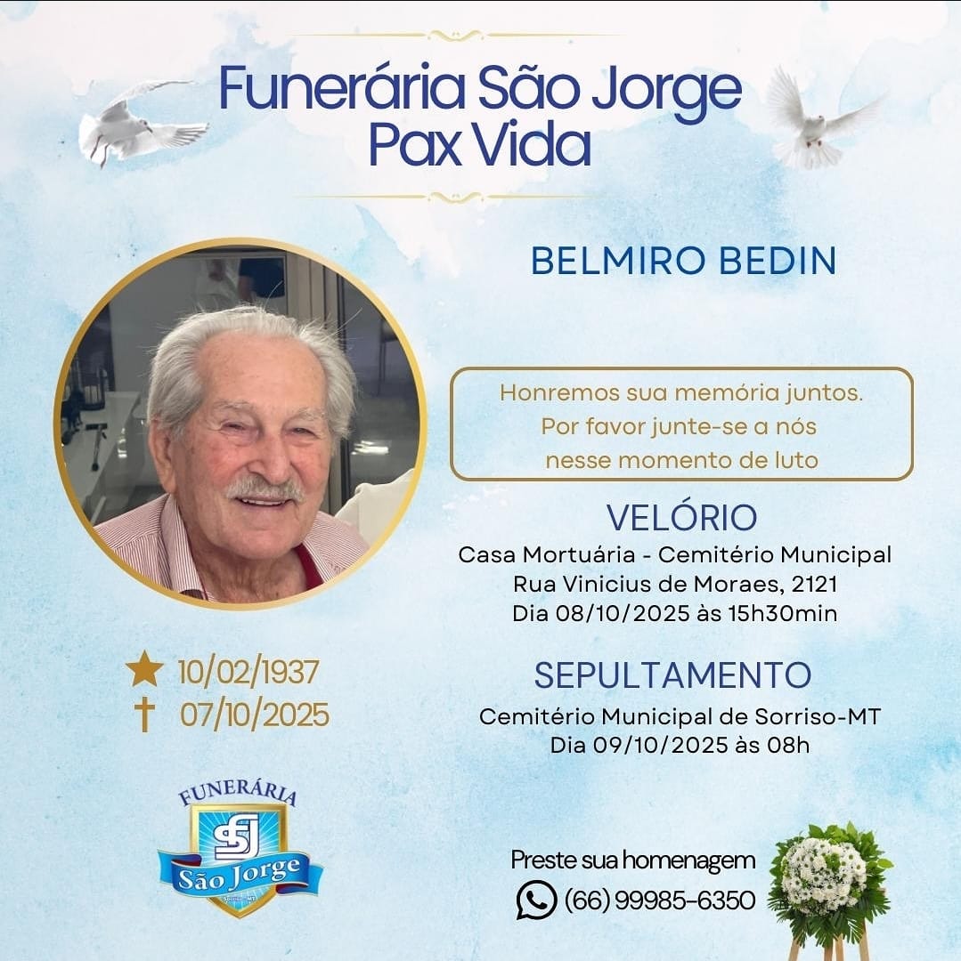 Morre aos 87 anos, o pioneiro sorrisense Belmiro Bedin