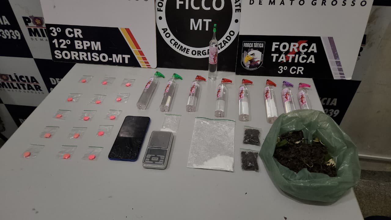 Força Tática prende jovem em Sorriso com ecstasy e lança perfume