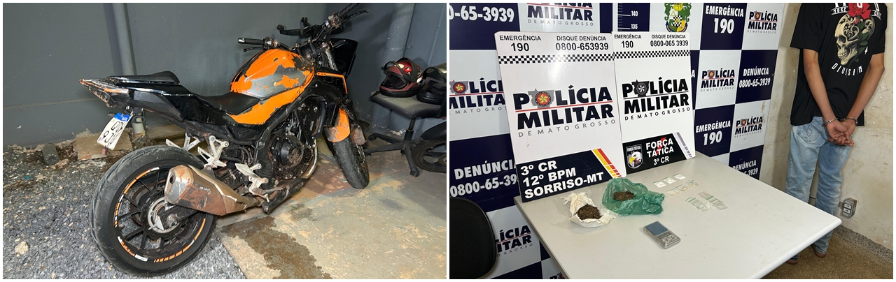Força Tática recupera moto roubada e apreende drogas em residência no Jardim Amazonas