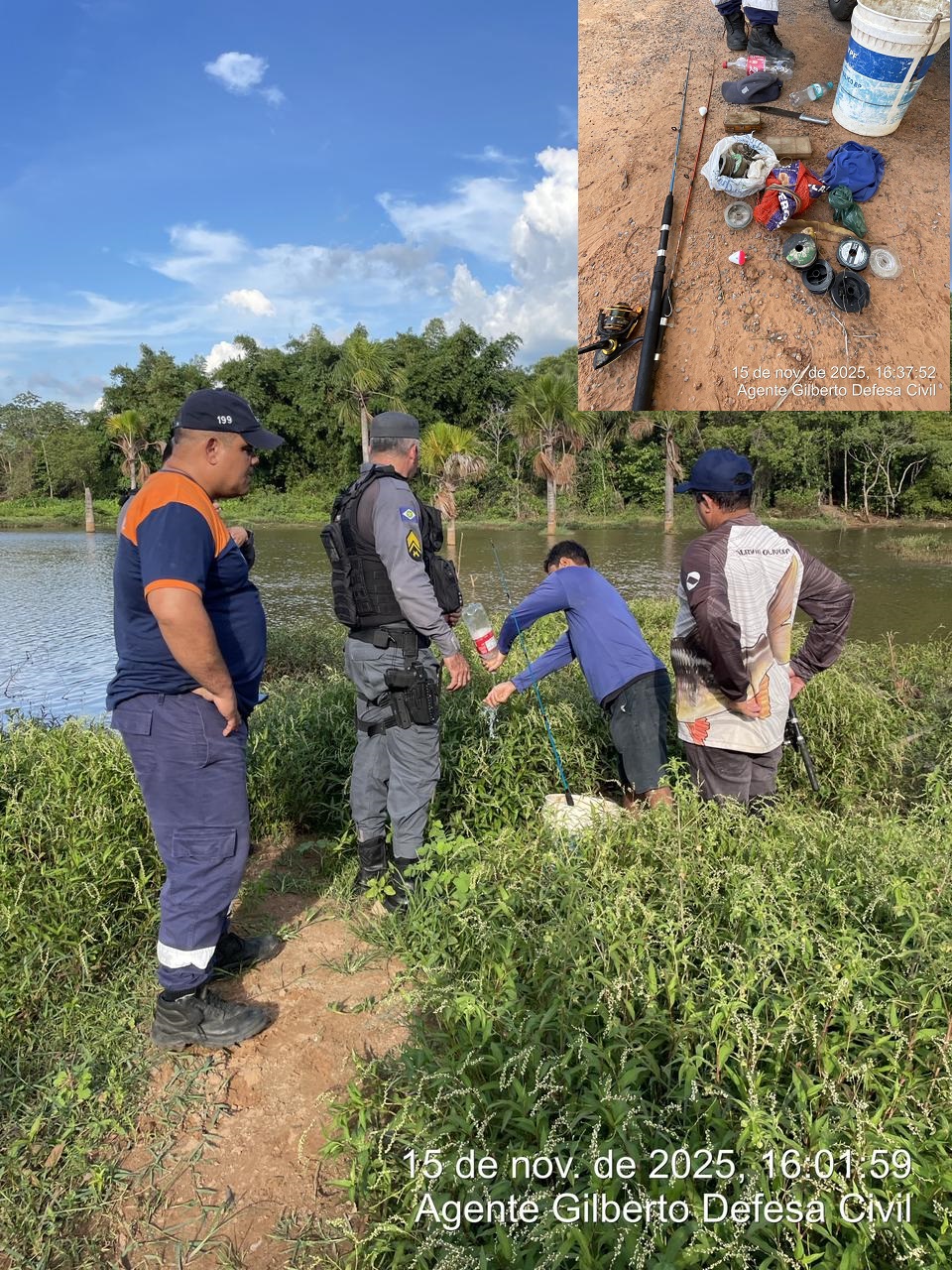 Sorriso:Defesa Civil flagra pesca irregular no Córrego Gonçalves; material foi apreendido