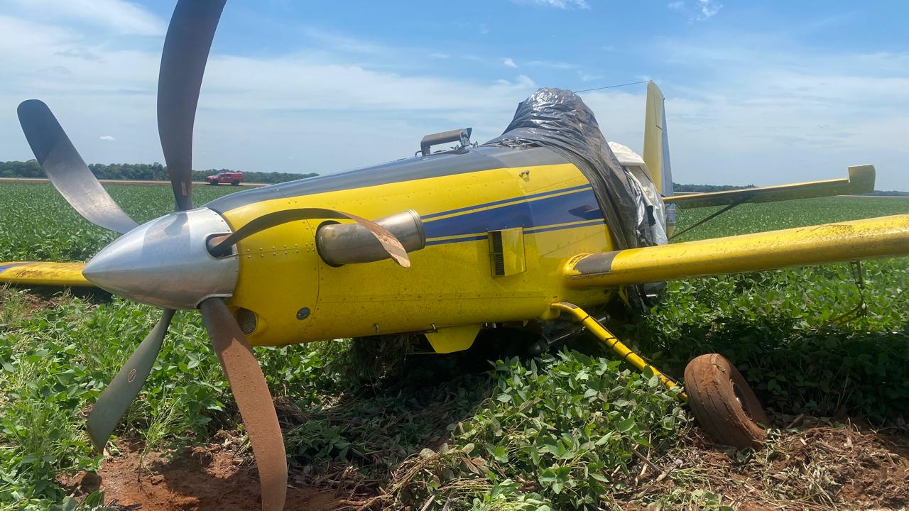 Aeronave agrícola faz pouso forçado próximo a Sorriso; Corpo de Bombeiros atendeu a ocorrência