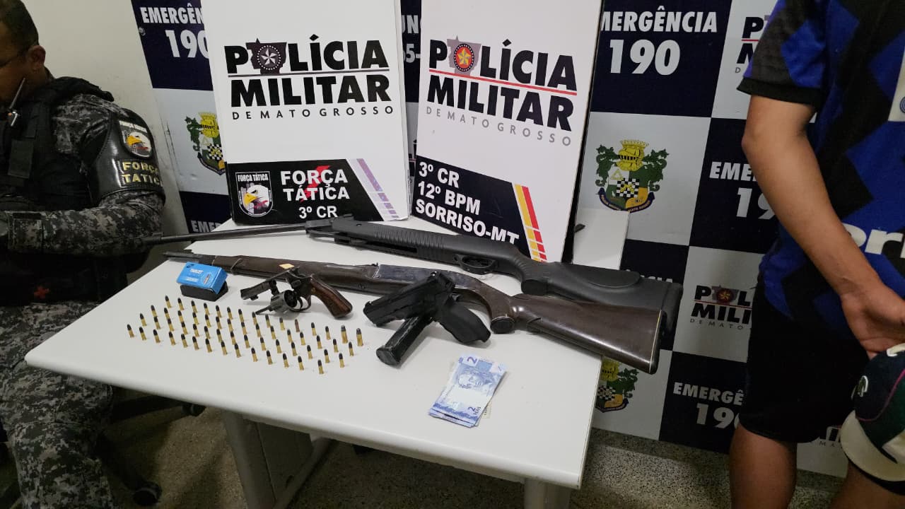 Pai e filho são detidos pela Força Tática de Sorriso com armas e munições
