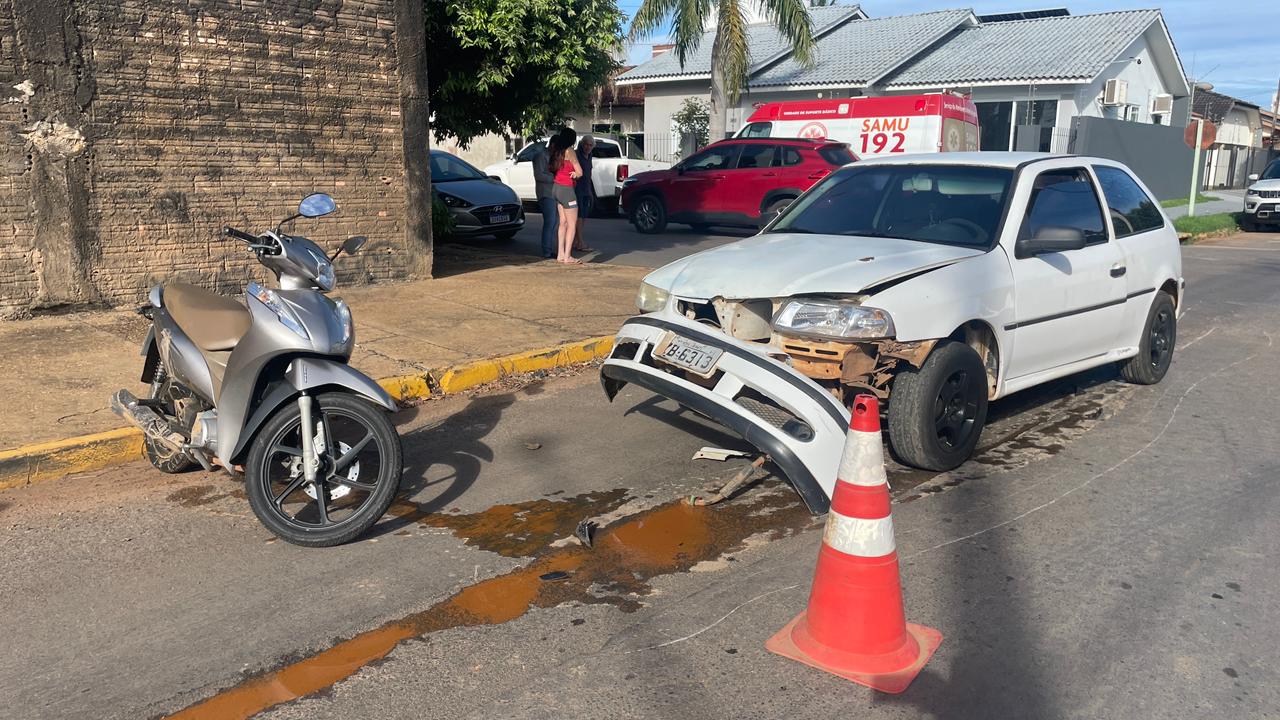 Motociclista fica ferida após colisão no Jardim Itália, em Sorriso