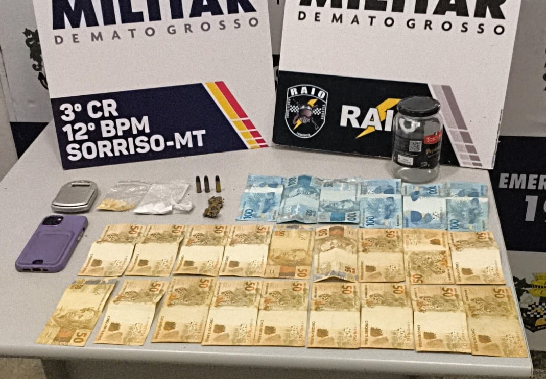 Homem com mandado de prisão é detido com drogas e munições em Sorriso