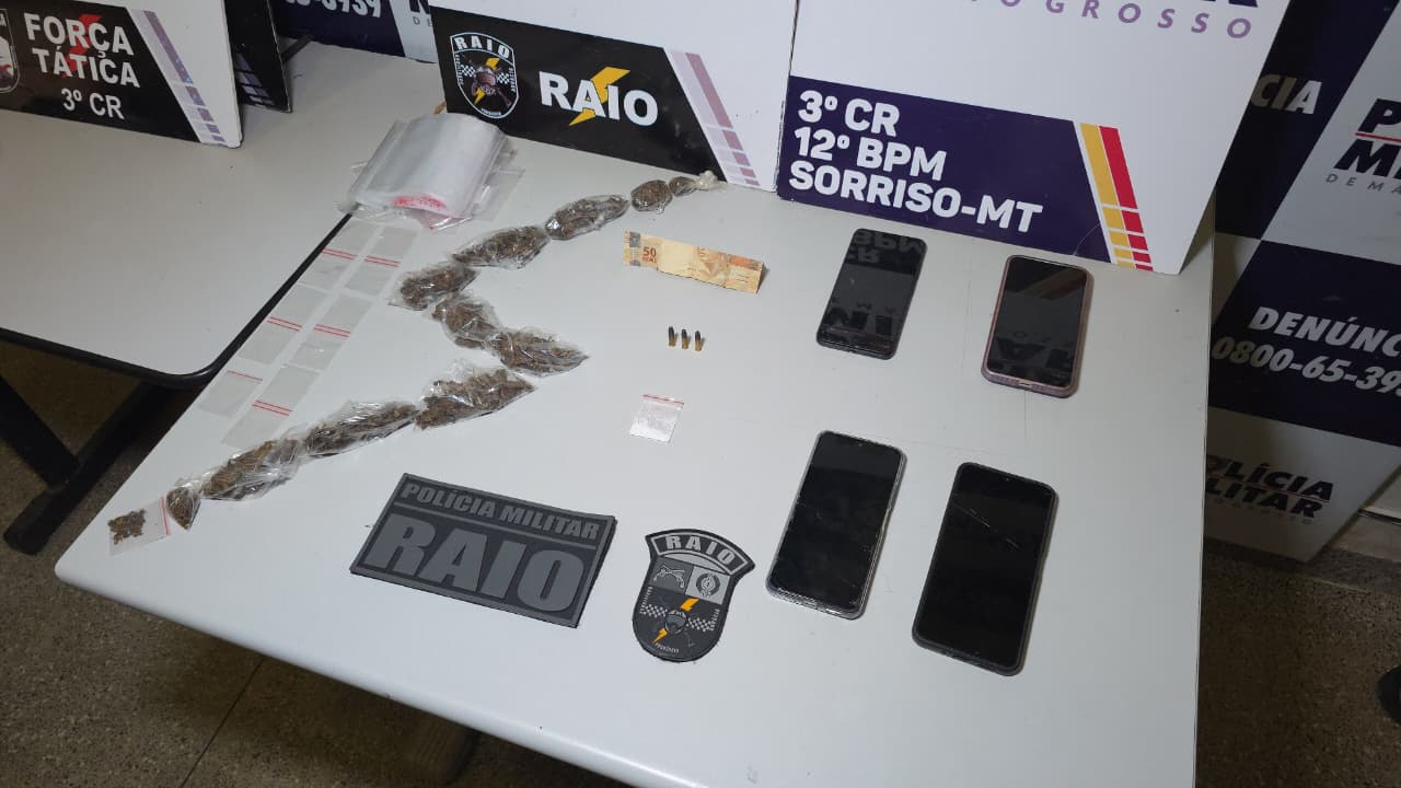 RAIO detém três maiores e uma menor após venda de entorpecentes no centro de Sorriso