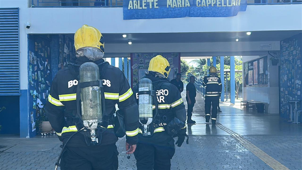 Princípio de incêndio em ar-condicionado mobiliza Corpo de Bombeiros em escola de Sorriso