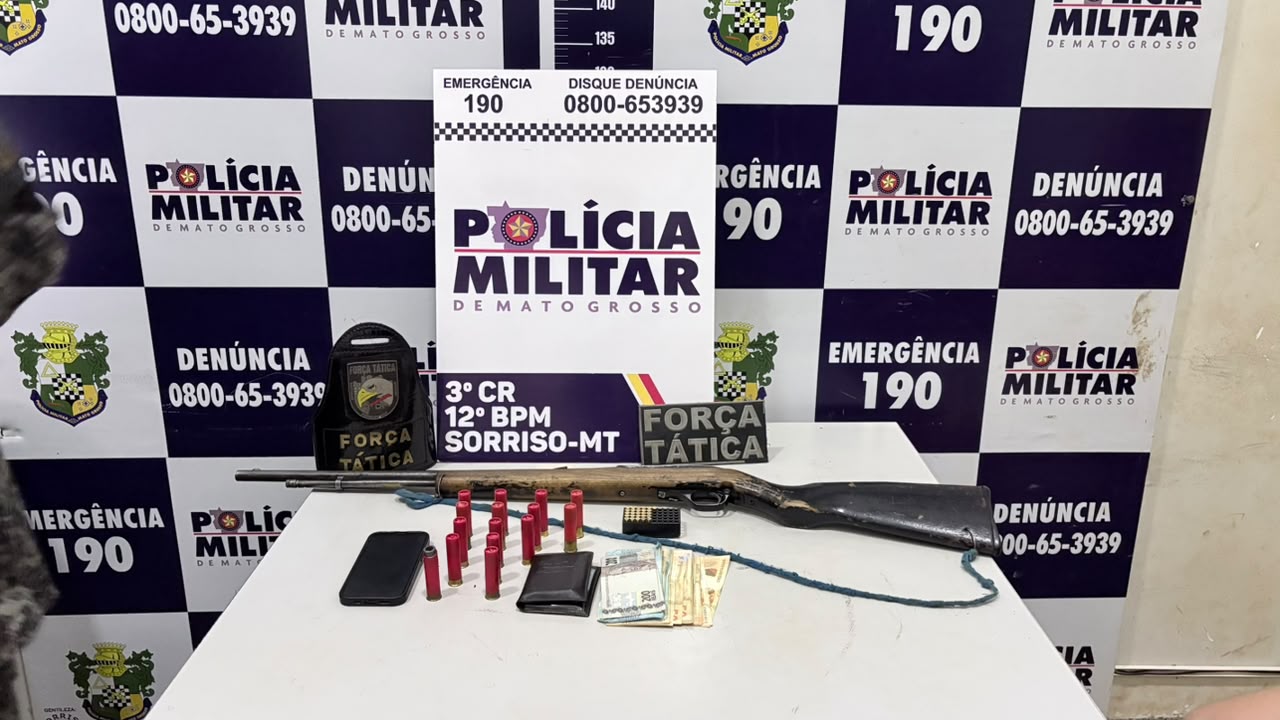 Homem é preso com espingarda de numeração raspada durante Operação Tolerância Zero em Sorriso